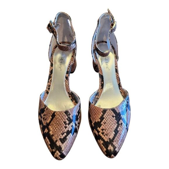 David Tate Womens Adeline Ankle Pointe Toe Block Heels Snake Print 7.5N - Picture 7 of 9